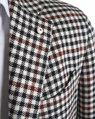L.B.M. 1911 Black White Gingham Cashmere Effect Soft Cotton Jacket