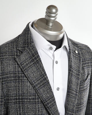 L.B.M. 1911 Grey Bouclé Tonal Check Soft Jacket