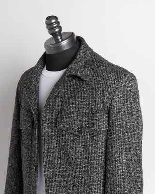 L.B.M. 1911 Donegal Grey Super Comfort Wool Jersey Overshirt  Side
