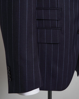 Luigi Bianchi Mantova Carlo Barbera Navy Bold Stripe 3 Piece Wool Suit