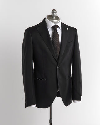 Luigi Bianchi Mantova 'Mantua' Super 130's Black All Season Solid Wool Suit