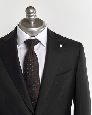 Luigi Bianchi Mantova 'Dream' Super 130's Black Solid Wool Suit