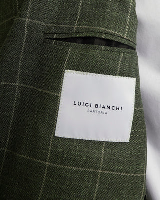 Luigi Bianchi Mantova Olive Green Summer Check Sport Jacket
