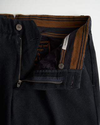 Garment Washed Wool Pleated Pants / Navy