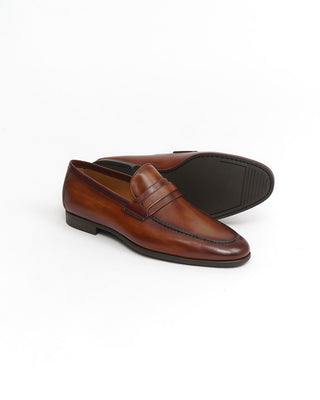 Magnanni 'Daniel' Mahogany Leather Loafers Rubber Sole