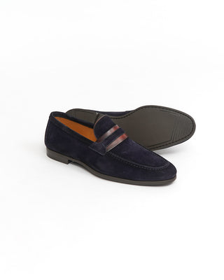 Magnanni 'Daniel' Navy Suede Leather Loafers with Rubber Sole
