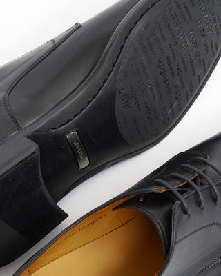 Magnanni 'Harlan' Black Leather Blucher Cap Toe Dress Shoes with Rubber Comfort Flex Soles