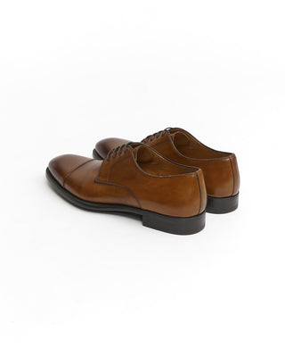 Magnanni 'Harlan' Tobacco Brown Leather Blucher Cap Toe Dress Shoes with Flex Soles