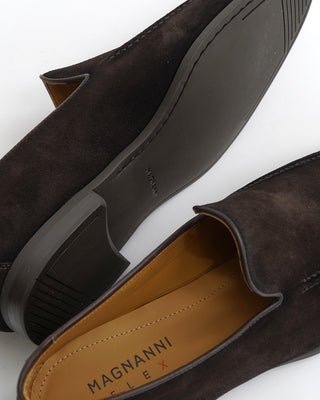Magnanni 'Lecera' Chocolate Suede Loafers with Rubber Flex Sole