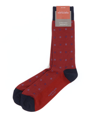 Marcoliani Red Pima Cotton Lisle Flowers Socks
