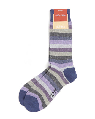 Marcoliani Purple Linen & Cotton Tonal Stripe Socks
