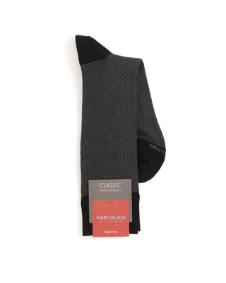 Marcoliani Black Pima Cotton Birdseye Socks