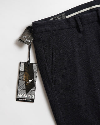 Mason's Navy Micro Check Jogger Pants