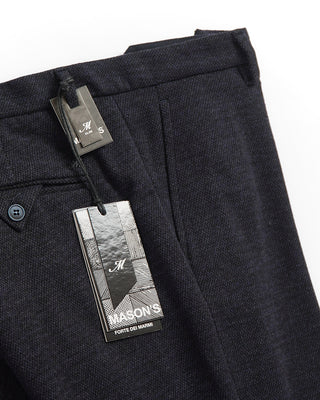 Mason's Navy Micro Check Jogger Pants