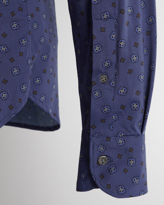 Orian 'Eco-Tech' Blue Small Diamond Madder Print Stretch Shirt