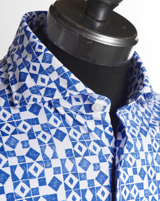 Orian Stretch Blue Abstract Geometric Shirt 