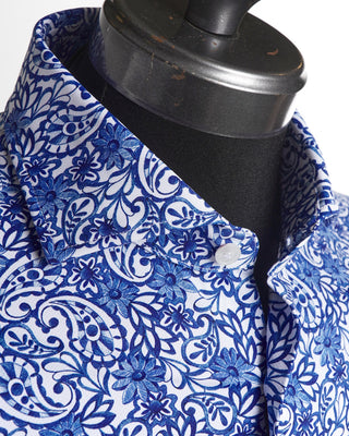 Orian Stretch Blue Paisley Floral Shirt 