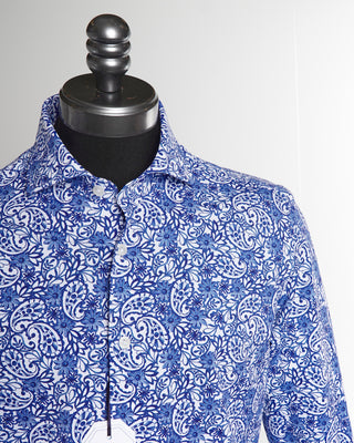 Orian Blue Paisley Floral Shirt 