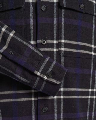 Orian Navy Flannel Check Overshirt Detailing