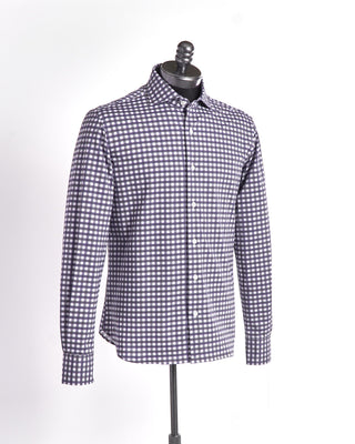 Orian Eco-Tech Blue Grey Check Stretch Shirt