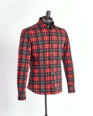 Orian Eco-Tech Red Black Check Stretch Shirt