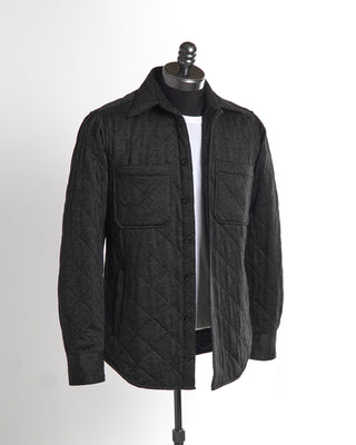 Orian Grey Quilted Stretch Houndstooth Overshirt