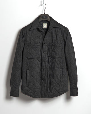 Orian Grey Houndstooth Quilted Stretch Houndstooth Overshirt