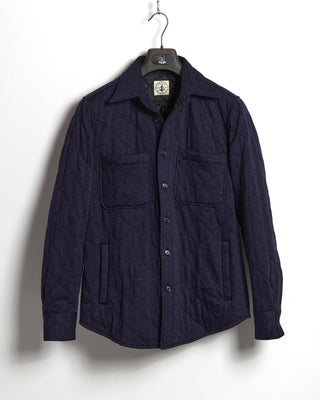 Orian Navy Quilted Stretch Houndstooth Overshirt