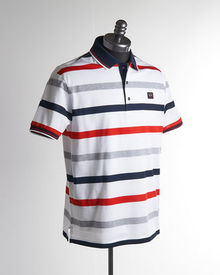 Paul & Shark Red Bold Stripe Pique Polo Shirt 21411302-115