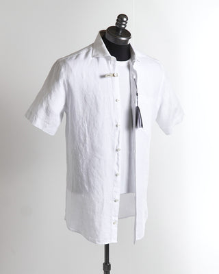 Paul & Shark White Premium Linen Short Sleeve Shirt
