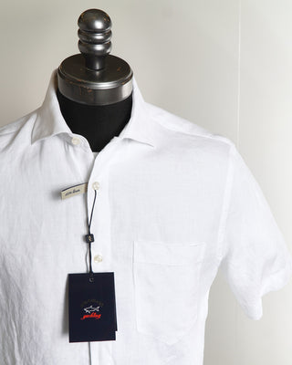 Paul & Shark White Linen Short Sleeve Shirt