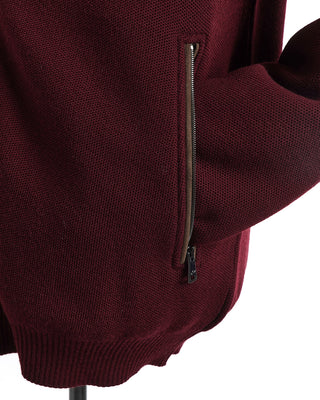 Paul & Shark Burgundy Cool Touch Suede Detail Sweater
