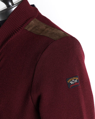 Paul & Shark Cool Touch Suede Detail Full Zip Sweater