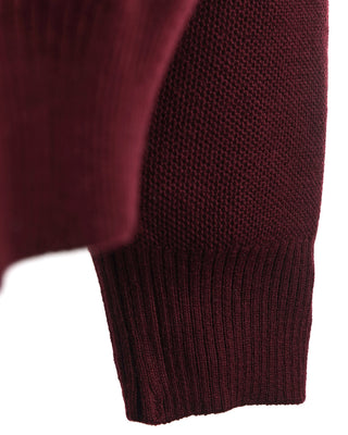 Paul & Shark Burgundy Cool Touch Wool Suede Detail Full Zip Sweater