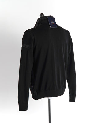 Full Zip Sweater With Trim / Black
