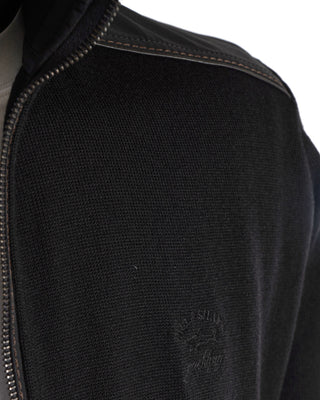 Full Zip Sweater With Trim / Black
