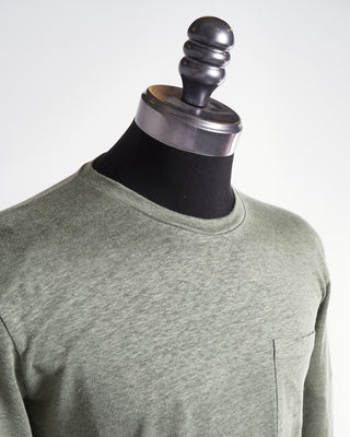 Phil Petter Sage Green Long Sleeve Chest Pocket T-Shirt