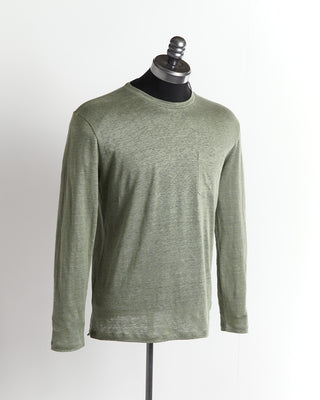Phil Petter Sage Green Long Sleeve Chest Pocket Linen Shirt
