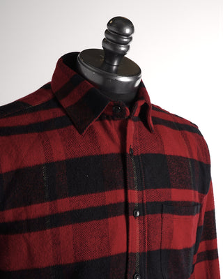 Portuguese Flannel Red Black 'Bonefire' Stripe Flannel Shirt