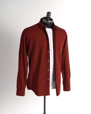 Portuguese Flannel Red 'Teca' Solid Flannel Shirt