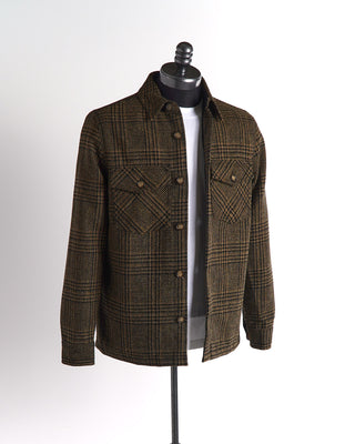 Portuguese Flannel 'Wool Series' Tan Glen Check Lined Overshirt