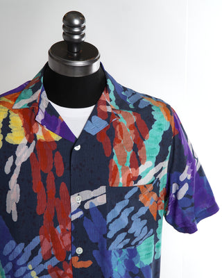 Portuguese Flannel 'Coral Reef' Abstract Viscose Camp Collar Shirt