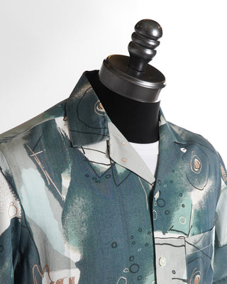 Portuguese Flannel 'Guache 1' Blue Tencel Camp Collar Shirt