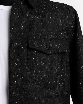 Portuguese Flannel Wool Donegal Black Overshirt  Pocket