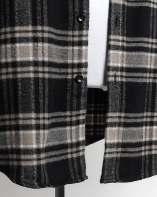 Portuguese Flannel Black & Grey 'B&B' Flannel Check Shirt Buttons