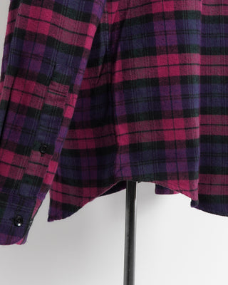 Portuguese Flannel Magenta and Purple 'Clubbing' Flannel Check Shirt