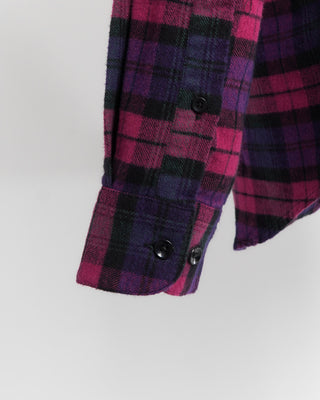 Portuguese Flannel Magenta and Purple 'Clubbing' Flannel Check Shirt