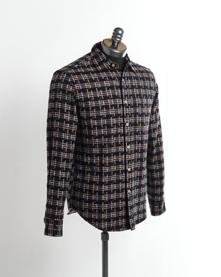 Portuguese Flannel Navy 'Crossroad' Check Flannel Shirt
