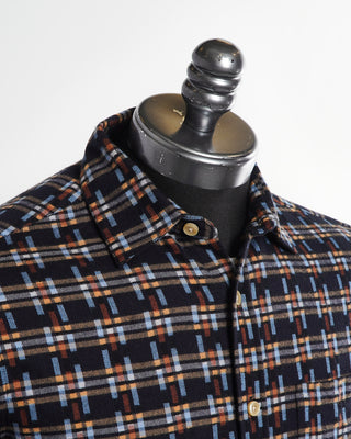 Portuguese Flannel 'Crossroad' Navy Check Flannel Shirt