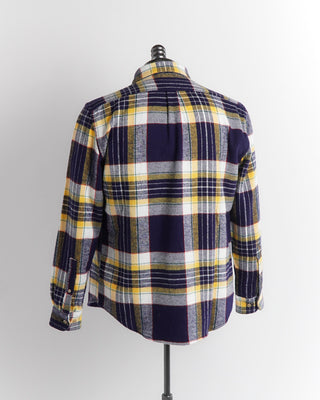Portuguese Flannel Navy 'Equi' Flannel Check Shirt